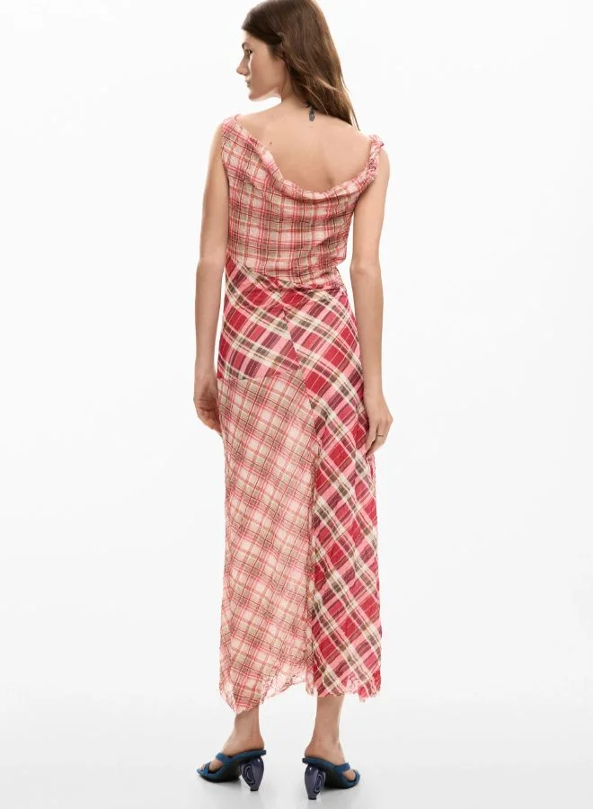 DESIGUAL pink plaid Checked plaid strap dress for Women | Best Price UAE